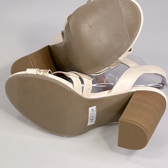 TORRID Caged Front Stacked Heel Sandals Bone/Snakeskin-8W - Picture 7 of 8